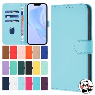 Solid Color Flip Leather Phone Case For Tecno Camon 50 40 Pro Premier 5G 4G Luxury Card Holder Cover