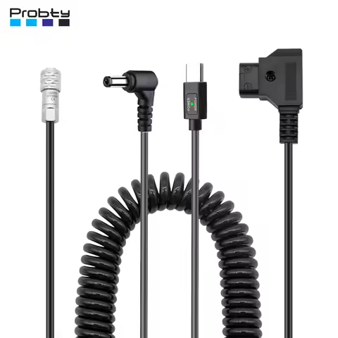 PD3.0 12V DC5525 Male D-tap to For BMPCC 4K/6K Power Cable Coiled Cable for Blackmagic Pocket Cinema