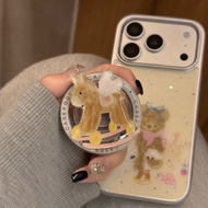 Phone Case Doodle Wing Carousel Removable Magnetic Stand Shockproof Playful Style for iPhone 17 Pro 