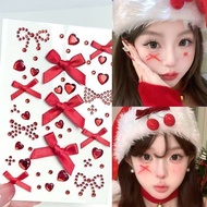 Flash Diamond Face Sticker Ribbon Red Bow Christmas Makeup Sticker Diamond Red Diamond Children Stag