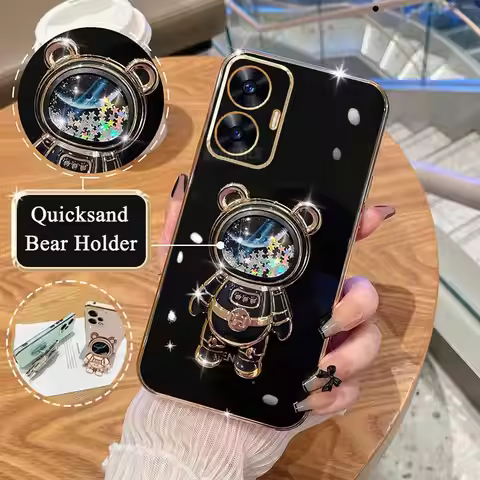 Realmec55 Glitter Quicksand Holder Plating Case For Oppo Realme C55 C53 C33 C35 C30 C31 C21 C20 GT N