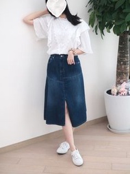 Moci 拼接牛仔中裙
