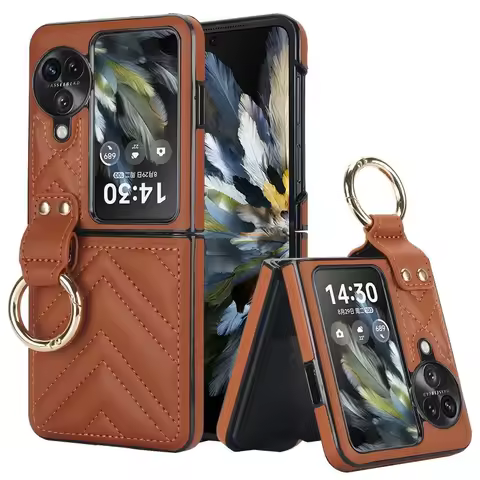 Leather Luxury Phone Case for OPPO Find N3 Find N2 N3flip Findn3flip N2flip Findn2flip Ring Hard She