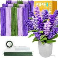 Purple Lavenders Fuzzy Wire Flower Set 100pcs Assorted,  Flower Making Kit Bouquet, Arts And Craft S