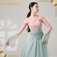 MEIGUII Classical Dance Top, Gradient Butterfly Saree Blouse, Fashion Chinese Hanfu  Yarn Elegant Da