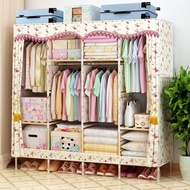 Wooden Clothes Wardrobe Cabinet MultiFunction Almari Rak Baju Penyangkut Pakaian Kayu