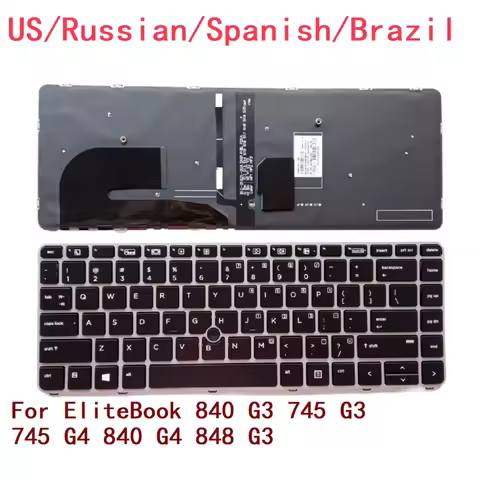 New US Russian Spanish Brazil Laptop Backlit Keyboard For HP EliteBook 840 G3 745 G3 745 G4 840 G4 8