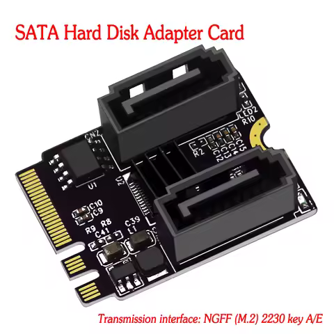 M2 To Dual SATA3.0 Hard Disk Adapter Card JMB585 Chipset Solution PCI-E3.0 Card KEY A/E WIFI M.2 To 