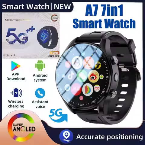 A7 Smartwatch for Men: 4G Dual Camera Video Call, 128GB Storage, WiFi/GPS Tracker, Waterproof, Googl