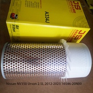 Nissan NV350 Urvan 2.5L 2012-2023 engine air filter code A334J JS Asakashi, part code 16546-20N00