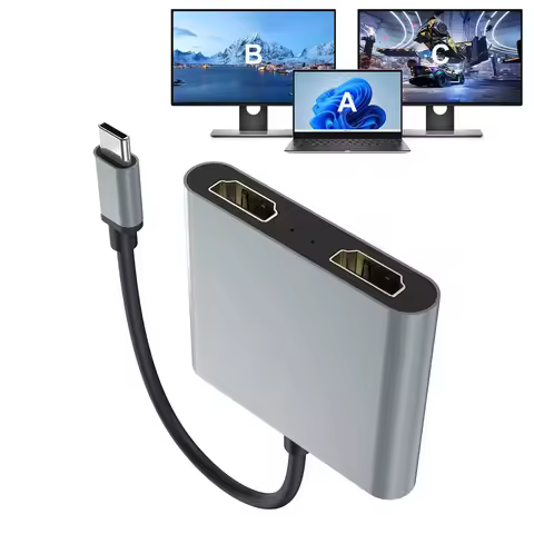USB C Thunderbolt3 to Dual 4K HD Display Adapter Extend Screen for Phone15 Macbook Pro/Air2020/2019/
