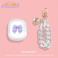 Case for Baseus Bass BS1 NC Clear TPU Soft Case Cartoon Dinosaur Cute Bow Pearl Bracelet Keychain Pe