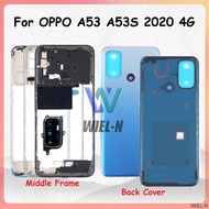 For OPPO A53 A53S 2020 4G Middle frame Back Door Battery Cover Housing Camera Lens