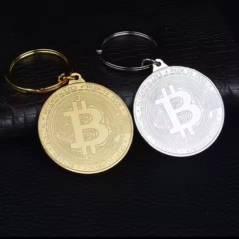 Hot Sale Bitcoin Keychain Metal BTC Bit Coin Design Commemorative Collectors Coin Keyring Pendant Fr