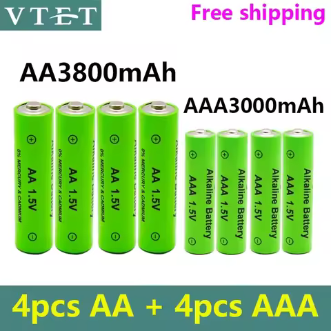 AA + AAA Rechargeable AA 1.5V 3800mAh/1.5V AAA 3000mah Alkaline Battery Flashlight Toys Watch MP3 Pl