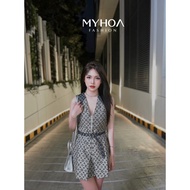 Myhoa.| Jum Three-Hole Skirt With LV Pattern In Blue Gray With Belt TKCC