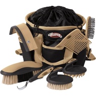 Weaver Equine Horse Grooming Kit, 7-Piece Horse Brush Set with Organizer Tote Bag, Hoof Pick, Comb, 