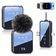 3 in 1 Microphone/Android/Camera, Wireless Lavalier Microphone, 328ft Transmission, 18H Life, Mini M