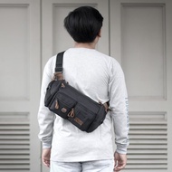 [222] TAS SELEMPANG PRIA KOMBINASI KULIT SAPI  WAISTBAG SLING BAG DISTRO  MODEL TERBARU TAS PINGGANG