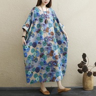 Oladivi L-10XL Plus Size Fashion Printed Women Dress Casual Loose Oversize Summer New Tunic 5010 KCJ