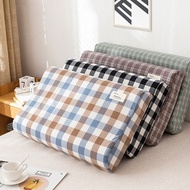 40X60/30X50cm Latex Pillow Cases With Invisible Zipper Strip Plaid Soft Memory Foam Pillowcases Neck Cushion Cover