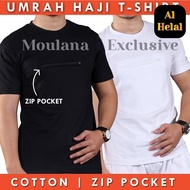 T-shirt Zip Haji/Umrah, Baju Haji Lelaki /Baju T-shirt Putih,Hitam / Kelengkapan Haji Umrah, Haji T-