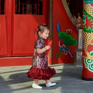 Brinley Dallas Kid กี่เพ้าลายดอกไม้สีพาสเทล ดีเทลชายระบายฟูฟ่องสวยลงตัว