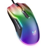 ONIKUMA เกมแบบมีสาย Mouse Gaming Mechanical White Gaming Mouse เมาส์คอมพิวเตอร์แบบถ่วงน้ําหนักเรืองแ