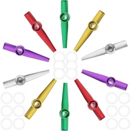 Bercoor 10 PCS Alat Muzik Kazoo, Kazoo Logam dengan 18 Membran Seruling untuk Pencinta Muzik Permula