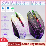(SG STOCK) RGB Color 2.4G Wireless Mouse Bluetooth 5.2 Mouse Dual Mode Gaming Mouse Rechargeable Sil