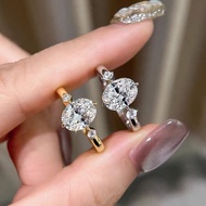 F-OPLUS | 2ct Oval Shpe Moissanite Ring with GRA Certificate Platinum Gold Plated 925 Silver Promise