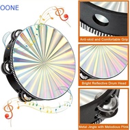 OONE Hand Drum, Rainbow Wood 6/8/10 Inch Radiant Tambourine Handbell, Durable Single/Double Row Educ
