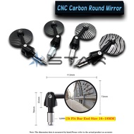 Full CNC Round Bar End Side Mirror Carbon Design Convex / Clean Lens Rearview Mirror Universal
