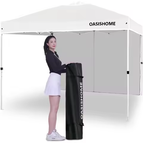 10x10 Pop Up Canopy Tent with Side Wall, Instant Portable Gazebo for Outdoor Beach Patio Wedding & C