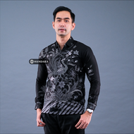 Handara Batik Premium Pria Lengan Panjang Slim Fit Furing - Srigunting Hitam