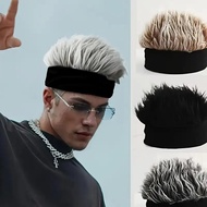 Men'S Funky Faux Fur Knit Beanie Hat - Hip-Hop Style, Straight Hair, No Brim, Perfect for Parties & 