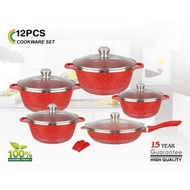 12pcs Dessini Red Cookware Set/periuk dessini 12pcs murah