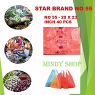PLASTIC BAG 40PCS 背心袋SIZE : 508MM x 584MM (NO 55) / PLASTIC TANGKAI NO 55 / PLASTIC BAG NO 55 / 20 X