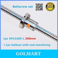 1set 1605 ballscrew 1pcs SFU1605 Ball Screw lL 350mm 1pcs 1605 BallScrew Nuts for CNC Router Engravi