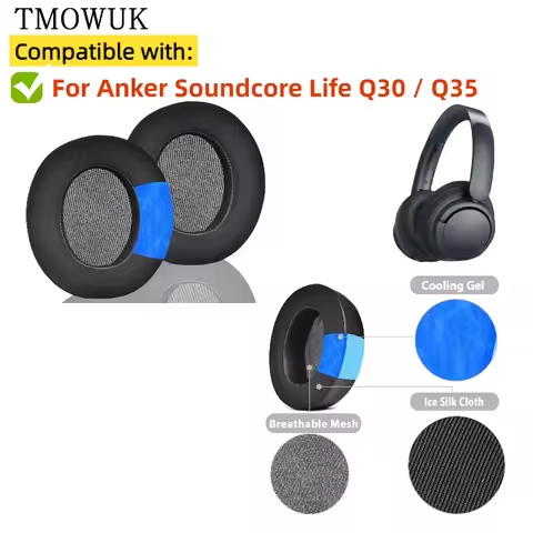 Cooling Gel Earpads for Anker Soundcore Life Q30 / Q35 Headphones Headset Ear Pads Cushions Replacem