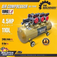 EUROX GOLD Air Compressor 110L 4.5HP 8Bar 230v 2850rpm Oilless Air Compressor Kompressor Angin EAZ-75110