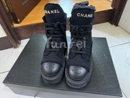 Chanel 23K 低筒厚底帆布鞋 36.5