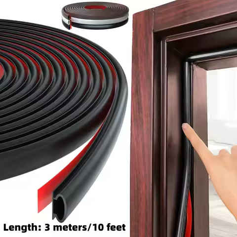3 meters/10 feet self-adhesive rubber door and window sound insulation sealing strip, D-shaped sound