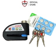 Ổ khóa đĩa xe máy báo động chống trộm ZORO chìa tròn màu đen - chất liệu thép chống gỉ chống nước - 