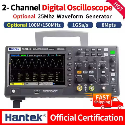 【Hantek Official Genuine】2-channel digital oscilloscope DSO2C10/2C15/2D10/2D15 100/150MHz 1GSa/S bui