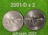 珍藏美國 2001羅德島州25美分 =1/4 錢幣紀念幣(共兩枚)