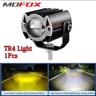 MOFOX TR4 Laser Gun Motorcycle LED Lights White&Yellow Hi/Lo Beam Mini Driving Light for Motorcycle 