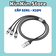 KinKin.Store Convenient Hoco BX102 3-in-1 multi-function charging cable, 1m long, charges all types 