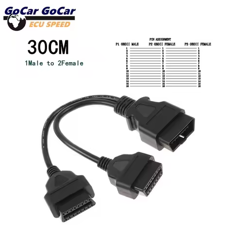 Newest 2in1 OBD2 Extension Cable 16-Pin Male Splitter to Dual Female Y Type OBD OBDII Cable 30CM 1 M