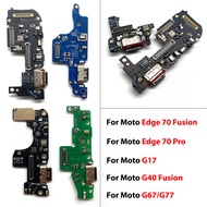 For Moto Edge G17 G40 Fusion G67 G77 70 Fusion 70 Pro USB Charging Port Board Flex Cable Replacement